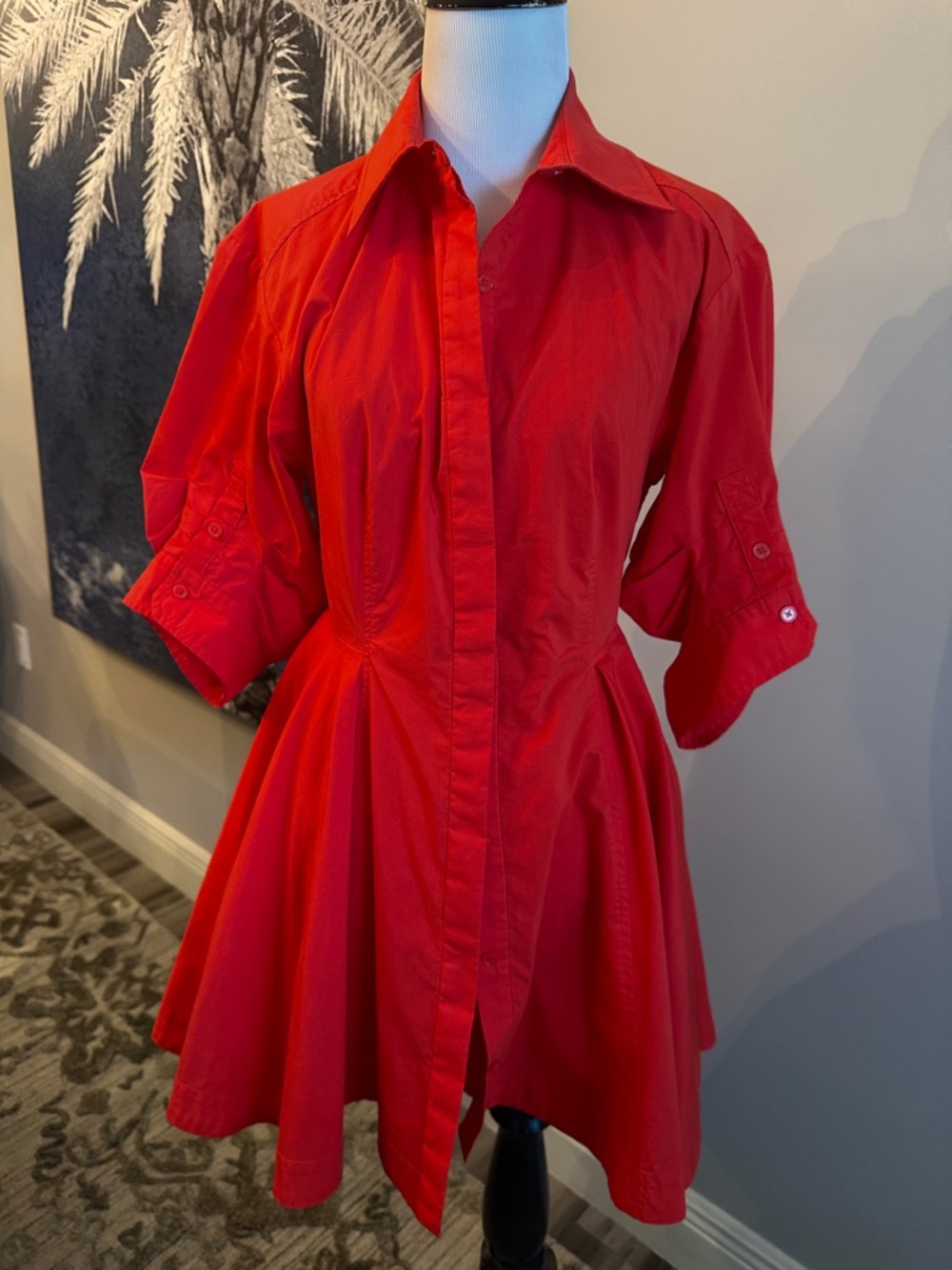 Simkhai Red Button-Down Shirt Dress
